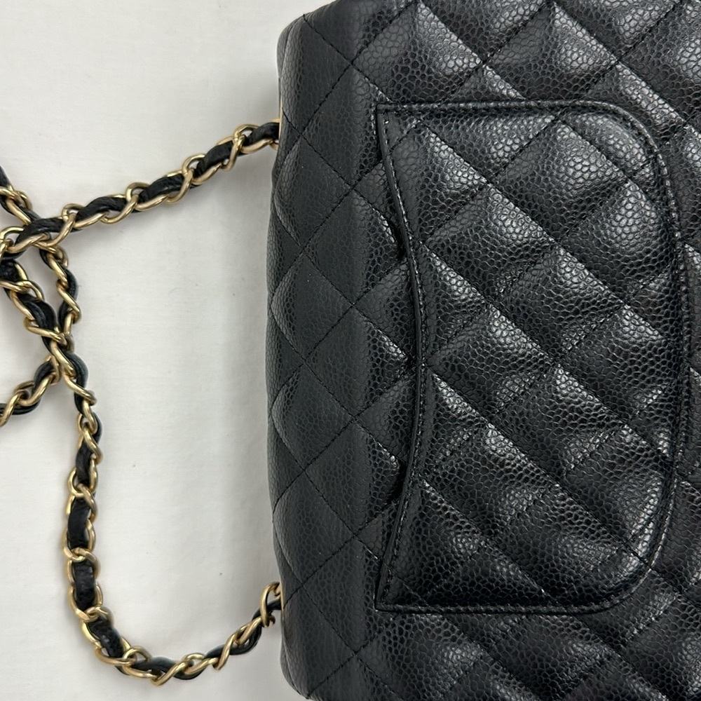 Chanel Black Caviar Rectangular Mini Bag Brushed Gold Chain - Picture 16 of 16
